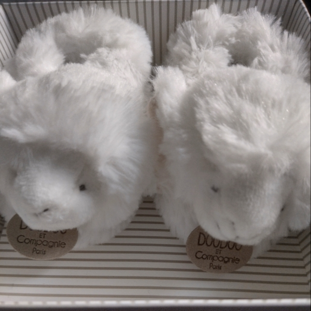 Doudou Et Compagnie Paris Soft Plush Baby Lamb Infant Booties – New